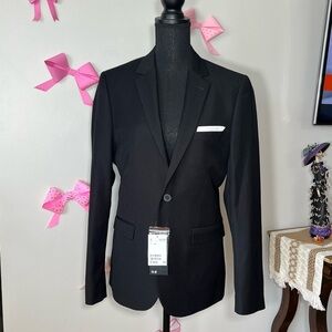 H&M Men's Slim Fit Black Suit Jacket Blazer